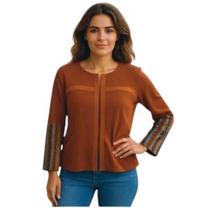 NEW POL Oversized Small Orange Sweater Multi Colored Striped Long Sleeves BOHO